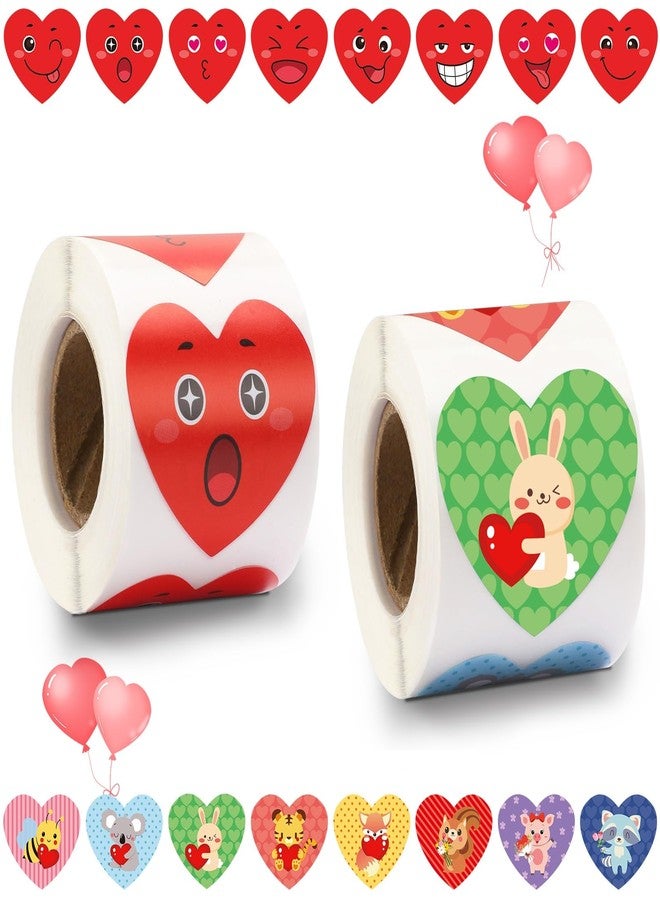 FEBSNOW Valentine's Day Stickers for Kids, 600 Pcs Heart Stickers Valentine Envelopes Stickers Animals Self Adhesive Water Bottle Stickers for Boys Girls Gift Filler School Kids Toddlers Decorations - Image 1